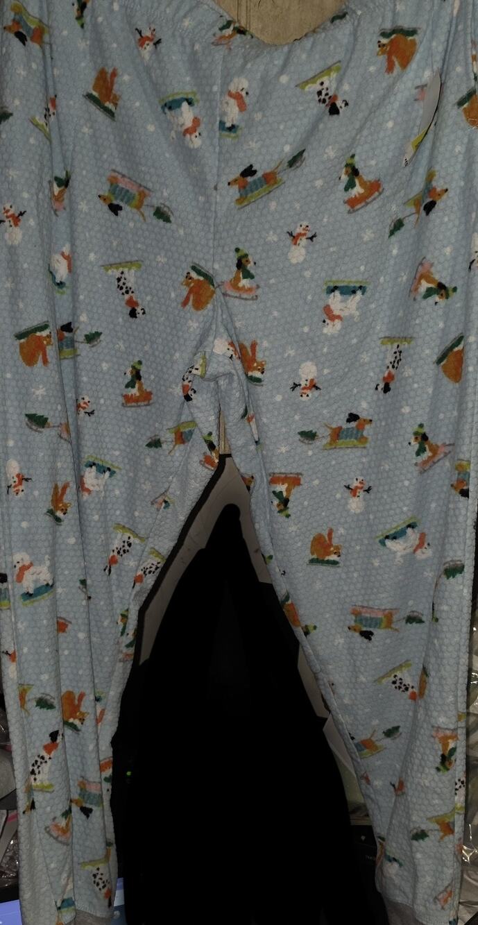 Cuddl Duds XL Pajama Pants NWT Winter Scene Dogs on Sleds